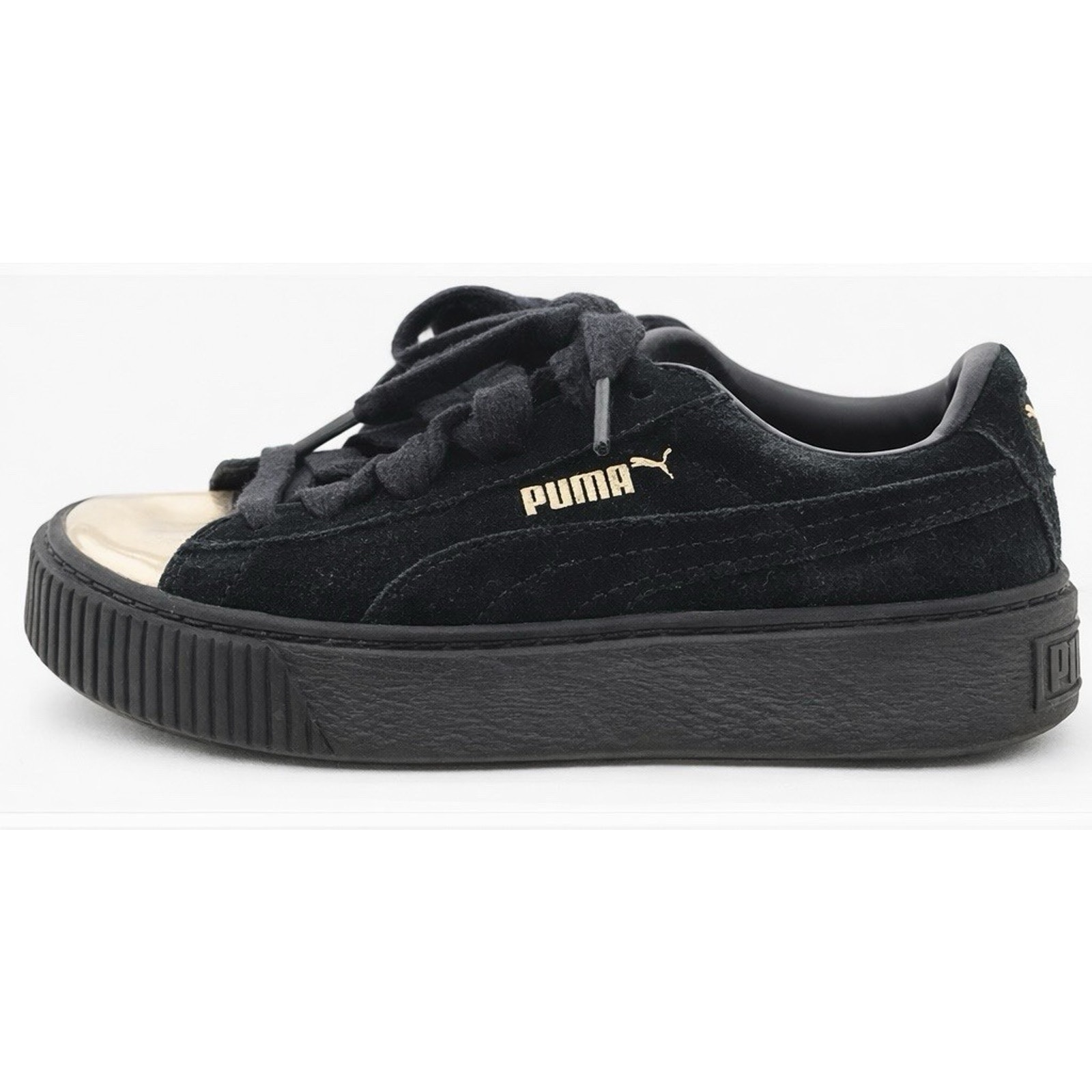 Puma Platform Sneakers Black Suede Women’s Size 6 Lace Up Low Casual Shoes